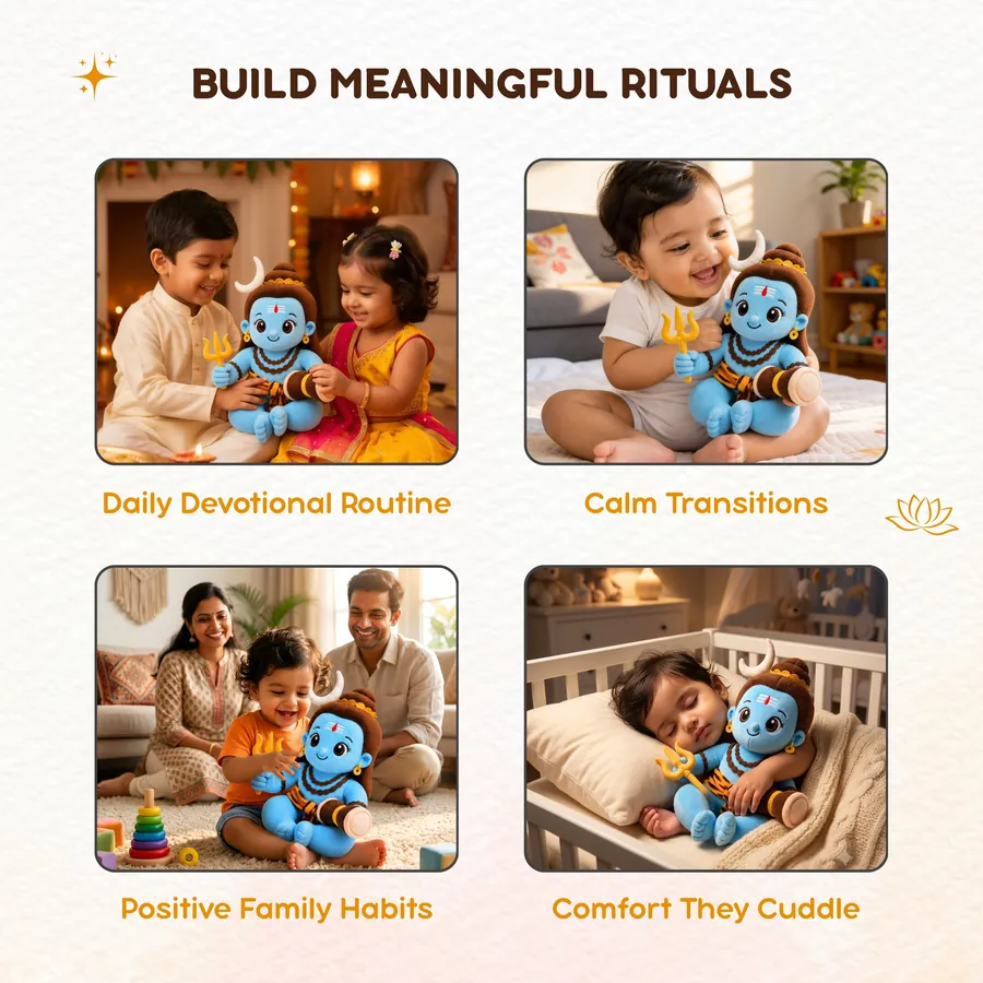 Everyday moments with the Mantra Shiva — daily devotional routine, calm transitions and bedtime cuddles